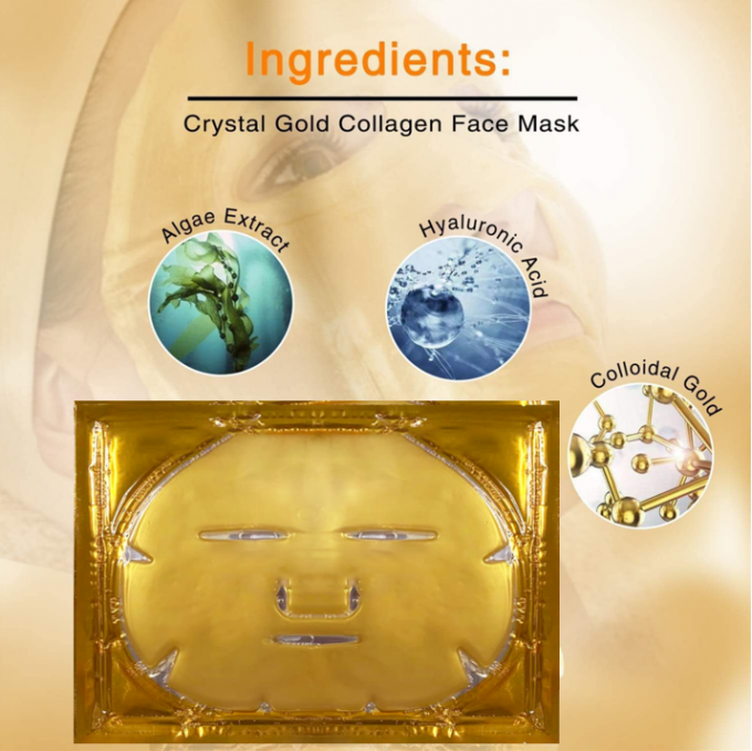 Biologisch 24K Gold Gezichtsmasker Voor Thuis Kalmerend Gel Aanpasbaar Collageen Crystal Beauty 5