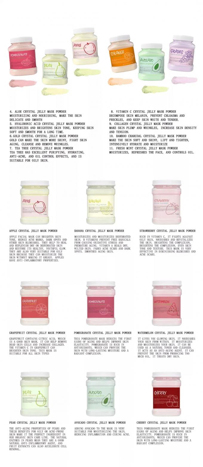 650 g Volume Organic Fruit Mask Powder voor gezichtsverzorging DIY Crystal Jelly Mask Product 7
