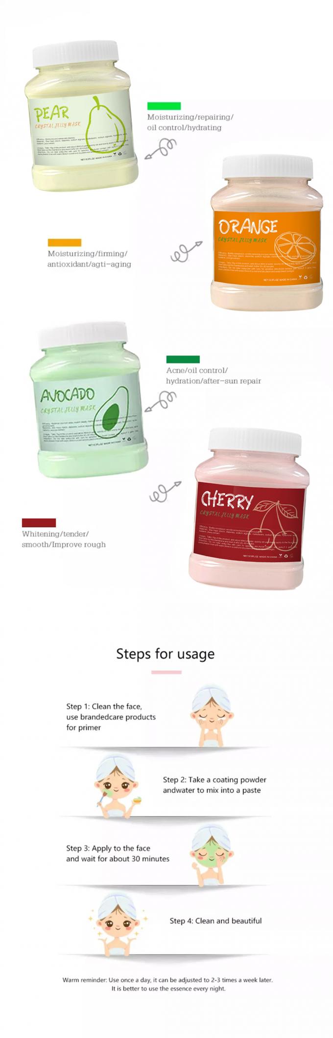 650 g Volume Organic Fruit Mask Powder voor gezichtsverzorging DIY Crystal Jelly Mask Product 9