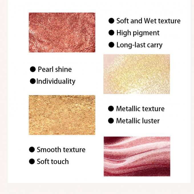 Glitter Metalen Gemengde Kleuren Oogschaduw Palet Elegant Satin Mat Mineraal Ingrediënt 6